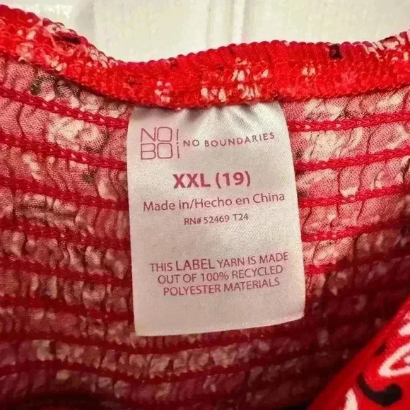 No Boundaries Red and White Paisley Bandana Style Flowy Tank Top - Size 2XL - Picture 6 of 8